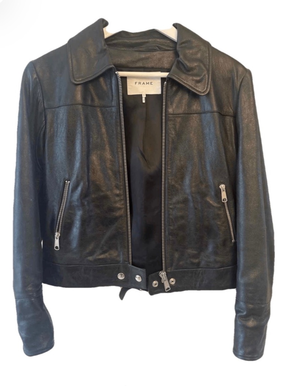 FRAME Black Leather Jacket - Small